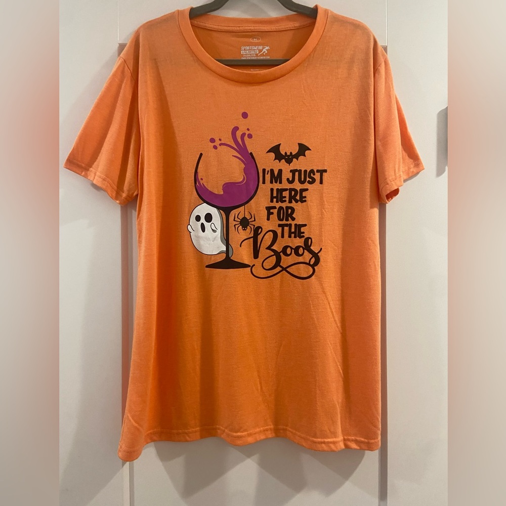 T Shirt 👻 🍷 Here for the Boos Orange Large